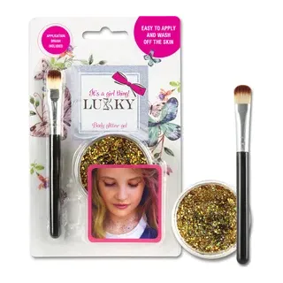 Lukky schimmerndes Körpergel mit Pinsel, gold