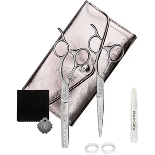Olivia Garden Scheren SilkCut PRO Matt Silver Set HS 5,75 u. MS 6,0 Zoll- S-1198