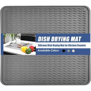 KitchenRaku Abtropfmatte 40x60cm,Geschirr aus Silikon hitzebeständiges rutschfestes Abtropfmatte Spüle,Spülmatte Abtropfunterlage,Tischset,Elegantgrau