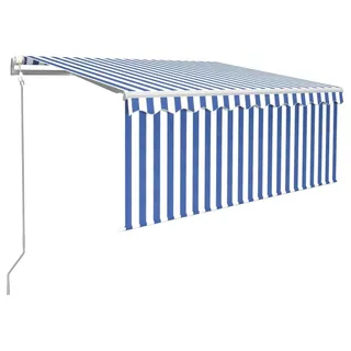 vidaXL Markise Automatisch mit Rollo LED Windsensor 3x2,5 Blau & Weiß - Blau