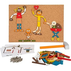 Bild von Small Foot Hämmerchenspiel Zuhause und Familie aus Holz, mit Korkbrett und Hammer für Kinder ab 3 Jahren, 12359 Cartoon Toys, Mehrfarbig, S