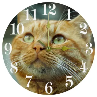 Timmershabi Wanduhr mit Katzen-Motiv, 25,4 cm, leise, nicht tickend, Quarz, batteriebetrieben, runde Wanduhren für Zuhause, Küche, Büro, Schule