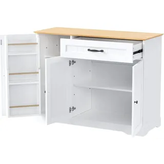 okwish Sideboard mit 3 Türen Schublade Wohnzimmer Diele 107x83x40cm Weiß