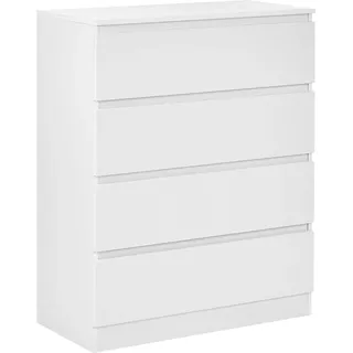 BELIANI Kommode Weiß Spanplatte 4 Schubladen 100 x 80 cm Wohnzimmer Schlafzimmer Flur Skandinavisches Design - Weiß