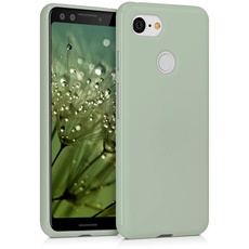 kwmobile Hülle kompatibel mit Google Pixel 3 Hülle - weiches TPU Silikon Case - Cover geeignet für kabelloses Laden - Graugrün
