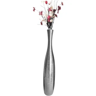 Edelste Deko-Bodenvase – Hohe Keramikvase für Pampasgras & Dekozweige - stabil, luxuriös, 50-90 cm höhe in Weiß, Schwarz, Grau, Silber und Gold(Silber, 90x14cm)