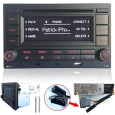SCUMAXCON Autoradio Audio Stereo RCN210 für VW Golf MK4 Polo Passat B5 USB MP3 AUX SD Integriertes Bluetooth mit CD Spieler