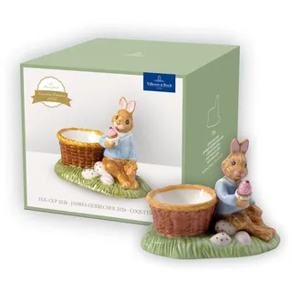 Villeroy & Boch – Annual Easter Edition Jahres-Eierbecher 2026, Premium Porzellan, handbemalte Hasenfigur mit Osterkorb, Osterdeko, Ostern Geschenk, limitiertes Sammlerstück