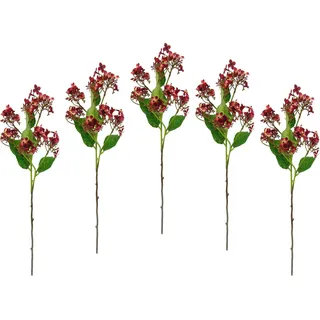 I.GE.A. Kunstblume »Blütenzweig« 5er Set künstlicher Zweig, Kunstpflanze, Dekozweig, rot