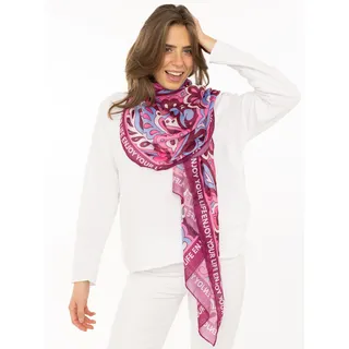 Schal ZWILLINGSHERZ "Flower Paisley", Damen, pink, Web, Obermaterial: 100% Polyester, Modetücher Schal, farbenfroh, transparent, mit Schriftzug