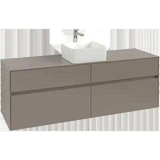 Villeroy & Boch Collaro Waschbeckenunterschrank, 4 Auszüge, wandhängend, Waschbecken mittig, 1600x548x500mm, C04900VN, Farbe: Front/Korpus: Cashmere Grey, Griff: Cashmere Grey