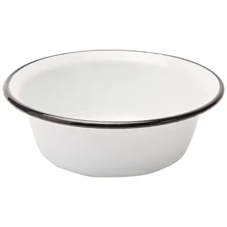 Krüger Schüssel Weiss, 24 cm, Weiß-schwarz | Für Salate, Teige & Servieren | PFAS-frei | Schnitt- & kratzfeste Emaille | Spülmaschinengeeignet | Geschmacksneutral