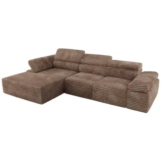 MKS Ecksofa Rilasso L Braun Cord - links , Textil , L-Form,L-Form , 296x174 cm , Oeko-Tex® , Wohnzimmer, Sofas & Couches, Wohnlandschaften, Ecksofas