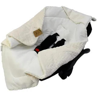 DANKA® Einschlagdecke für Babyschale, Kinderwagen, Kindersitze und Maxi Cosi - Baby Decke für Neugeborene, 80x80cm, mit Kapuze und Klettverschluss für Winter und Sommer, ganzjährig - Beige