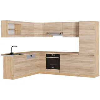 Vicco Winkelküche L-Form 227 x 287 cm Braun/Gelb