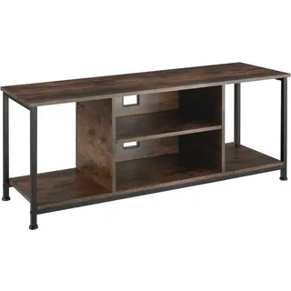 tectake Tv-Regal Denver, 120 x 40 x 50,5 cm, Industrial Holz dunkel, rustikal , Rostfarben , Holzwerkstoff , Beton Optik , Quadratisch , 40x50.5x120 cm , Wohnzimmer, TV Möbel, Lowboards, Lowboards stehend