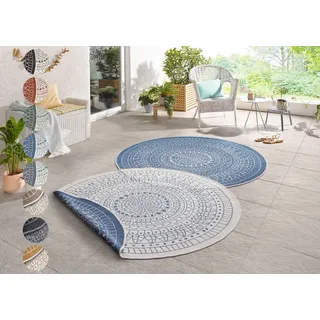 HANSE HOME Teppich »Porto Wendeteppich« rund 5 mm Höhe In-& Outdoor, Wetterfest, Balkon, Garten, Wohnzimmer, Wasserfest, blau