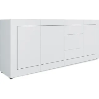 Elios Sideboard mit 3 Türen und 3 Schubladen, 200 x 40 x 83,5 cm, Hochglanzweiß - Weiß
