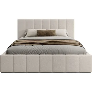 FEDVE Polsterbett Doppelbett Handorf Bett Bettkasten cm Creme (Anthology 01)