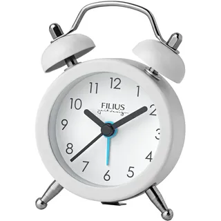 FILIUS zeitdesign Glockenwecker Reisewecker, Quarzwecker, Kinderwecker, Schlafzimmer, Schulanfang, weiß