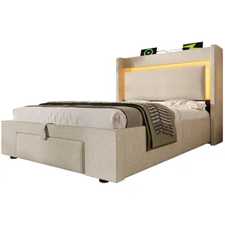 stilvora Polsterbett 90 x 200 cm Beige
