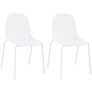 CLP Stapelstuhl 2er Set Kunststoff Weiß , 51x85x53 cm , Esszimmer, Stühle