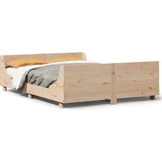 vidaXL Massivholzbett ohne Matratze 120x200 cm Kiefernholz - Braun