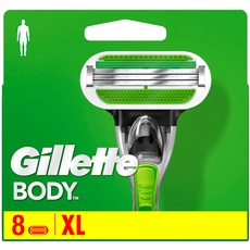 Gillette Body Rasierklingen für Rasierer Herren, 8 Ersatzklingen für Nassrasierer & Körperrasierer mit 3-fach Klinge, die stärker als Stahl sind