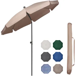Sekey Sonnenschirme Ø200 cm Balkonschirm Gartenschirm Terrassenschirm mit Schutzhülle Knickbar und Höhe Verstellbar UPF 50+, Taupe - Taupe