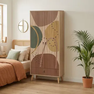 Dmora Kleiderschrank Kurma 80 x 190 x 45 cm Mehrfarbig