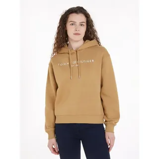 Tommy Hilfiger MDRN REG Corp Logo Hoodie Pullover-Kapuzenpulli Damen, Khaki (Classic Khaki), S