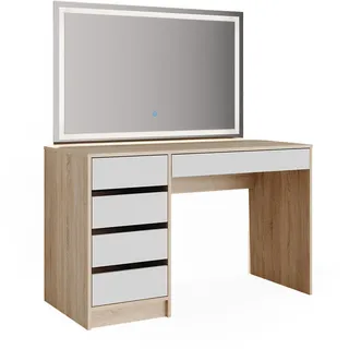 Vicco Schminktisch Sherry Sonoma Weiß Frisiertisch LED Spiegel Kommode Schublade