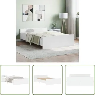 The Living Store Bettgestell mit Kopf- und Fußteil Weiß 120x200 cm - Weiß