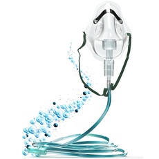 Sauerstoffmaske mit Vernebler, 2 mtr. Schlauch, Gummizug und Nasenbügel, Atemgasbefeuchter Mapeau O2 Maske