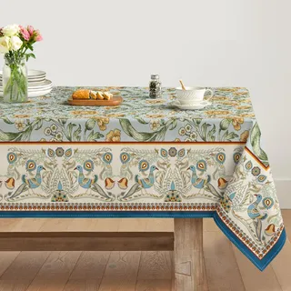 Artoid Mode Boho Vintage Pfauen Blumen Blätter Landhausstil Tischdecke 140x200 cm, Fleckschutz Tischwäsche Küche Dekoration Urlaub Party Dekor