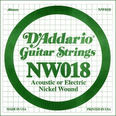 D'Addario NW018 Nickel-Einzelsaite für Gitarren 0,043 cm (0,018 Zoll)
