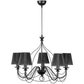 None Kronleuchter, Schwarz, Metall, Textil, 65x130x65 cm, Lampen & Leuchten, Innenbeleuchtung, Hängelampen, Kronleuchter