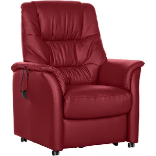 Welnova Fernsehsessel , Rot , Leder , Kombination Echtleder/Lederlook , 85x110x85 cm , Made in Eu , Relaxfunktion, Aufstehhilfe , Wohnzimmer, Sessel, Fernsehsessel