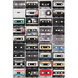 Wallario Outdoor-Poster für Garten oder Balkon, Motiv Retro Kassetten, in ca. 100 x 150 cm - Braun