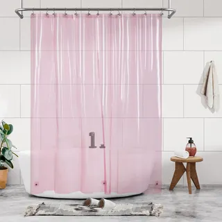 Barossa Design Innerer Duschvorhang, Premium-PVA-Duschvorhang mit 3 Magneten und Metallösen, wasserdicht, leicht, Kunststoff, Standardgröße, Badezimmervorhänge, transparentes Rosa