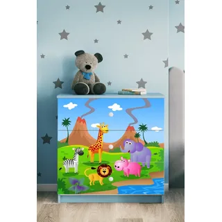 Kinderkommode mit Schubladen Safari in der Farbe Blau Babydreams - Blau