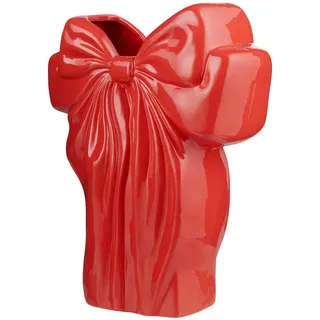 Butlers Vase Present Schleife , Rot , Stein , 26 cm , Dekoration, Vasen, Keramikvasen