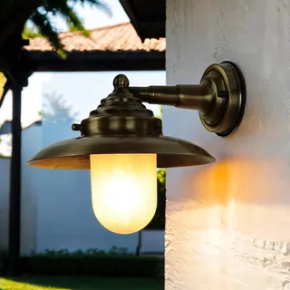 Stilvolle Wandleuchte aus Messing Glas maritimes Design IP64 Hof Lampe außen