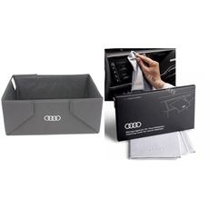 Audi 8U0061109 Kofferraumbox faltbar 47,5x33,5x20 cm & 80A096325 Reinigungstuch für Touchdisplays, Silber, 30x30cm