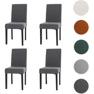 4er-Set Esszimmerstuhl Littau, Stuhl Küchenstuhl Hochlehner, Stoff/Textil Cord Holz ~ dunkelgrau, du