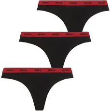 HUGO Underwear T-String »TRIPLET THONG STRIPE«, (Packung, 3 St., 3), mit Logoschriftzug auf dem Bund, schwarz