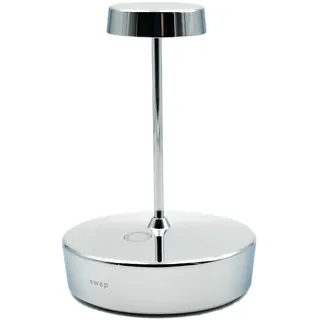 Zafferano, Swap Mini Lampe mit Glänzendem Chrom-Finish, Wiederaufladbare und Kabellose Tischlampe mit Touch Control, Geeignet für den Innenbereich, Dimmer, 2700 K, Höhe 14,8 cm