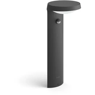 Philips Tyla Sockelleuchte (9 W), wetterfeste Außenleuchte mit Bewegungsmelder und warmweißem Licht, energiesparende LED Beleuchtung, anthrazit,