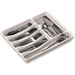 KESPER Besteckkasten Kunststoff B 33,5 x T 41 x H 4,5 cm Grau Weiß