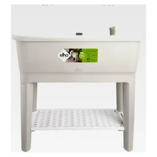 Noa Anzucht Tisch 80 - Hochbeete mit Abdeckung und Bewässerungssystem - Kräuterbeet aus 100% recyceltem Kunststoff - Ø 78,5 x H 34,2 cm - Grau/Warmes Grau - Grau